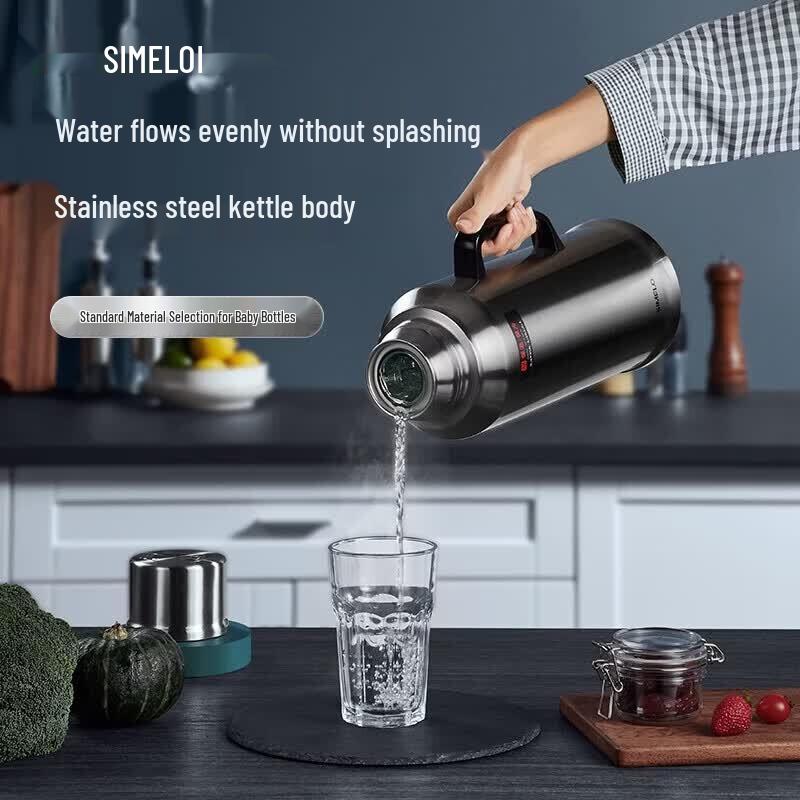 Shimeile 3.2L Glass Lined Stainless Steel Airpot with Thermometer 3.2L