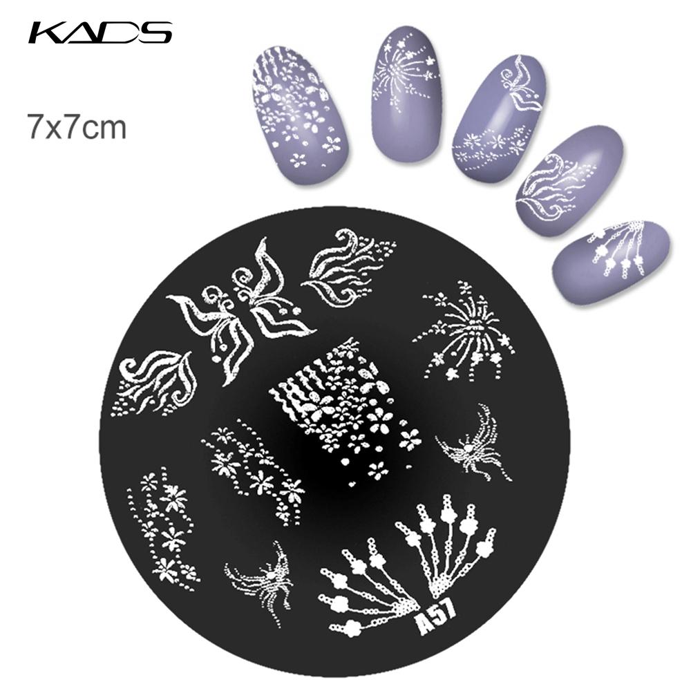KADS 1PC Round Stainless Steel Nail Art Nail Stamping Plates Manicure Stamp DIY for Nail Templates Classic Series Tools