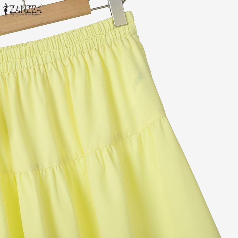 ZANZEA Conjunto de duas peças de blusa de manga curta e saia longa para mulheres