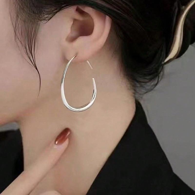 1pair Copper Material Simple U-shaped Hoop Earrings for Women