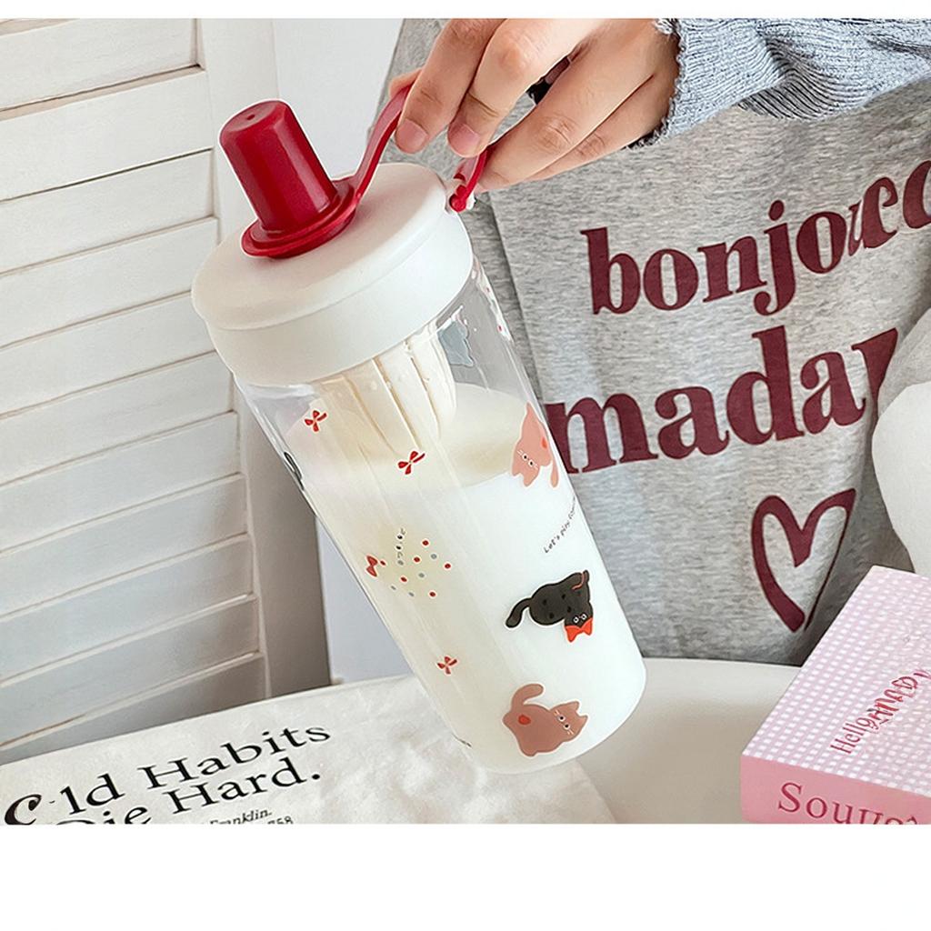 22oz Cute Insulated Water Bottle with Multifunctional Lid
