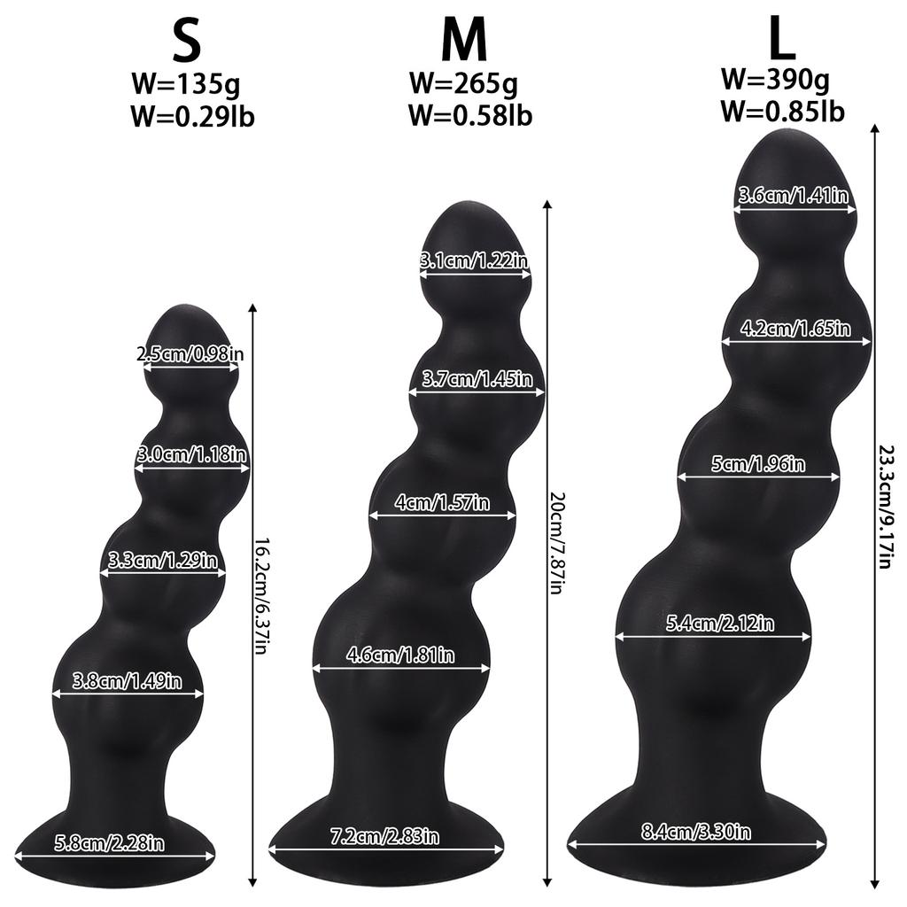 Liquid Silicone Anal Beads for Men & Women - Flexible Textured Butt Plug, Stretching Trainer Kit, Adult Sex Toys