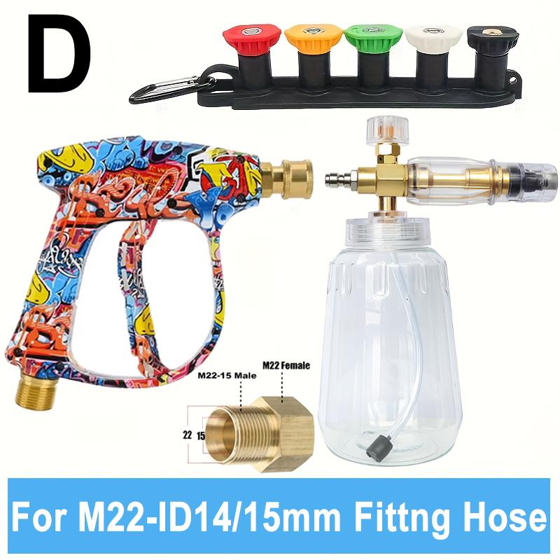 

New Foam Generator with Colored Painted Water Gun Nozzle & Adapter Set Professional Auto Cleaning Tool