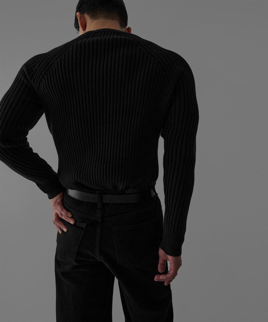 Baulopeulodeogteu Ribbed Raglan Muscle Knit [Black]