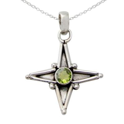 Natural Peridot Gemstone 925 Sterling Silver Handmade Designer Star Women Necklace Wedding Gift Jewelry