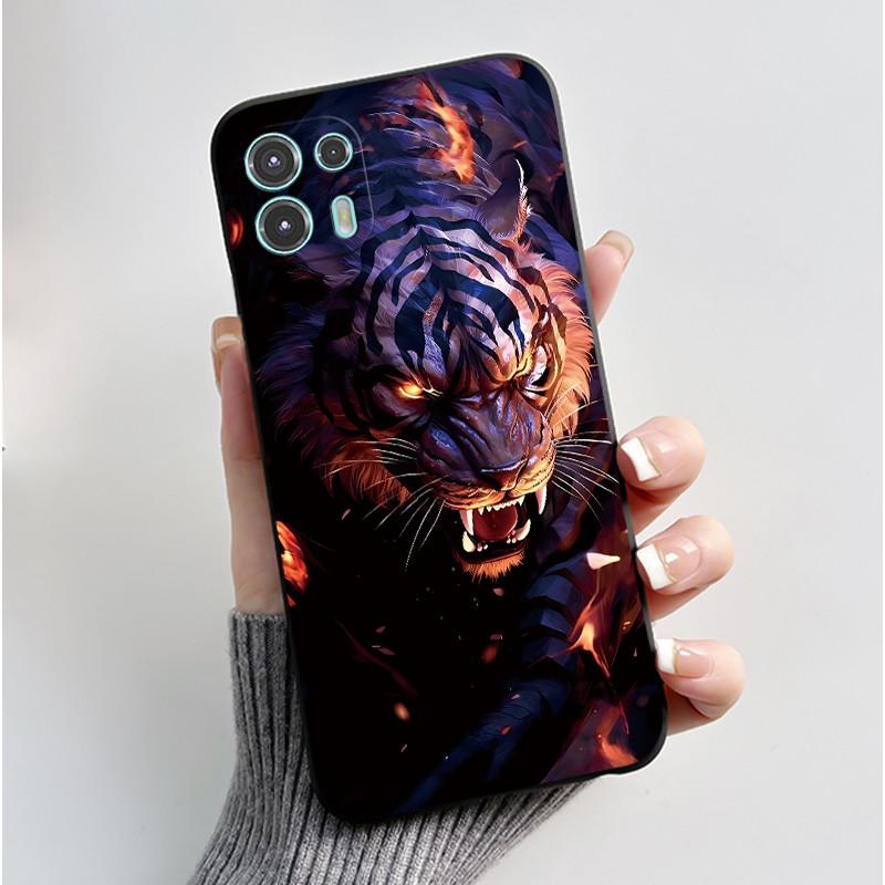 For Motorola Edge 20 Lite Case XT2139-1 Pretty Girl Cute Heart Rabbit Black TPU Silicone Back Cover For Moto Edge 20 Fusion Case