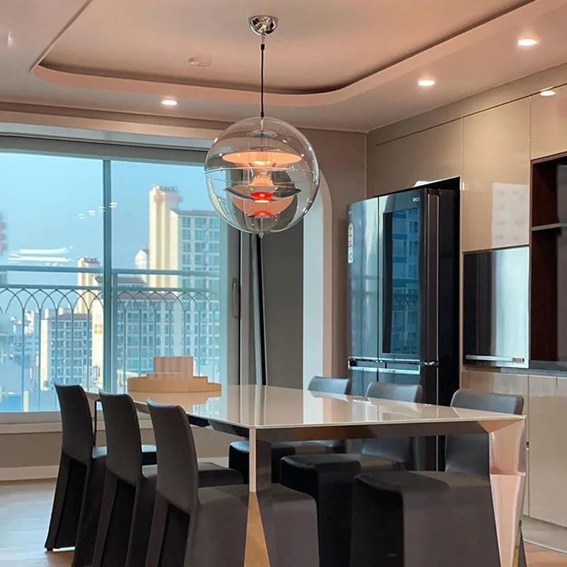 Modern Nordic Globe Ball LED Planet Pendant Light Danish Acrylic Hanging Lamp Living Room Dining Home Decor Suspension Lustre
