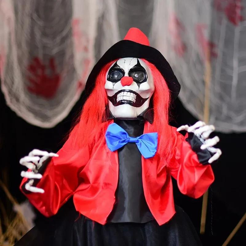 Halloween Decoration Glow in the Dark Clown Ghost Hanging Prop for Haunted House Indoor Outdoor Scary Party Horror Scene Decor