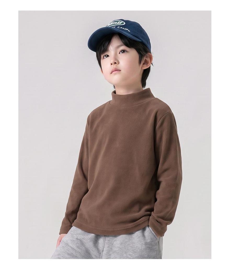 Muno Boys' Korean Style Versatile Half-High Neck Warm Top for Autumn/Winter