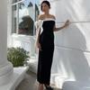 Women's Off-The-Shoulder Ribbon Sleeveless Slim Fit Dress - Spring/Summer 2025 Collection