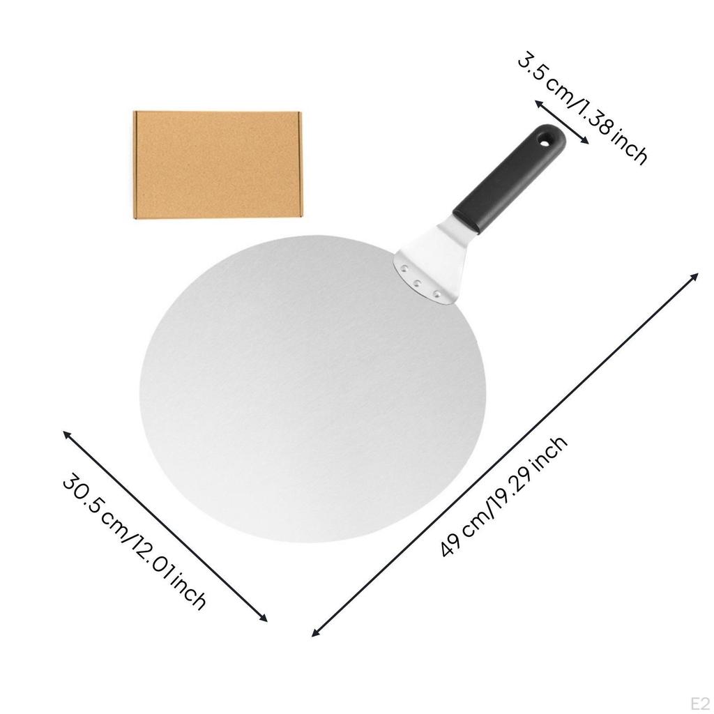 Stainless Steel Pizza Peel Round Transfer Hanging Hole Utensil for Home Cooks, Oven