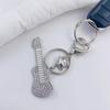 Elegant Full Rhinestones Metal Guitar Keychain Star Charm Keyring Pendant for Music Lovers and Fashion Enthusiasts