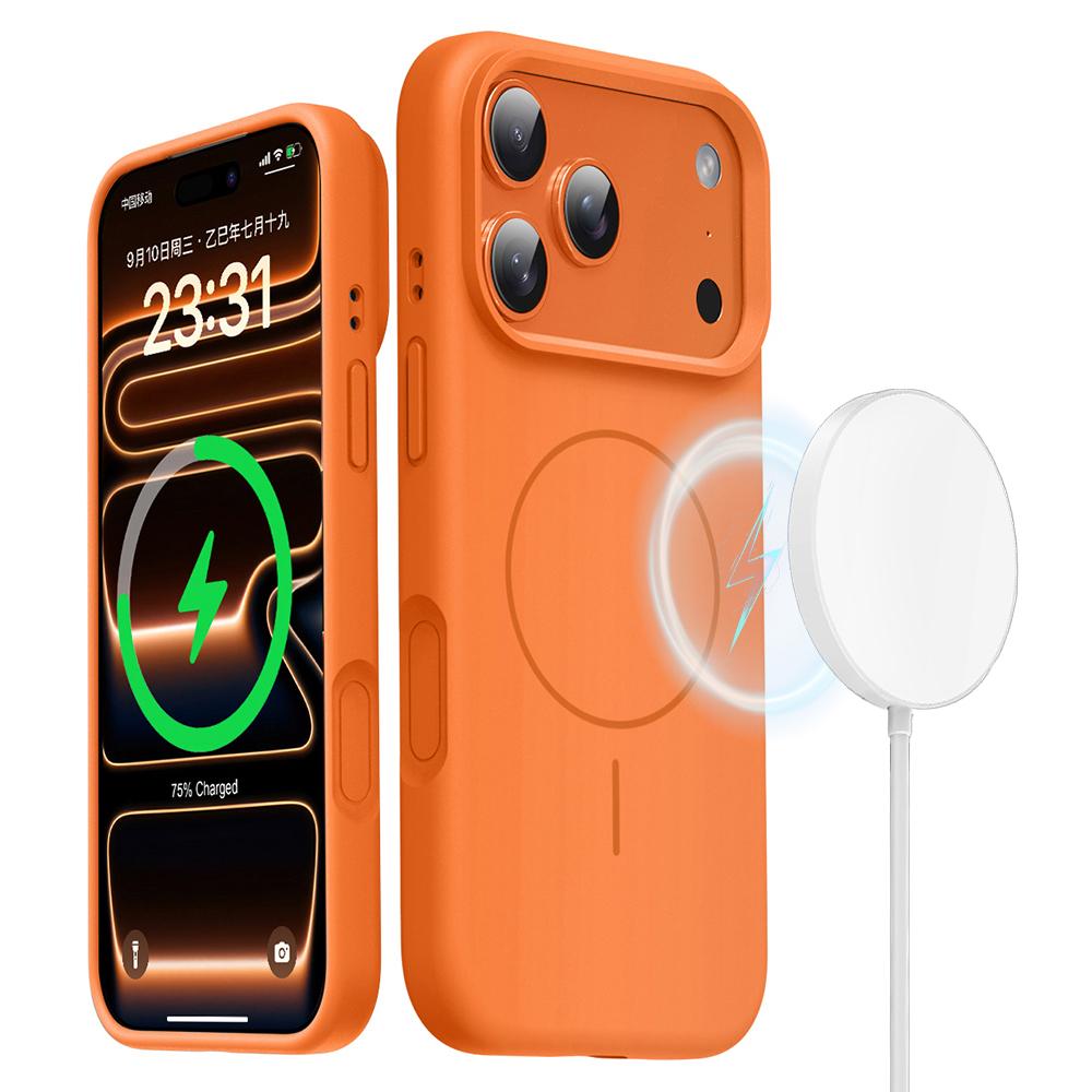 For iPhone 17 Pro Max Magnetic Case Skin-Friendly Liquid Silicone + PC Phone Cover Compatible with MagSafe