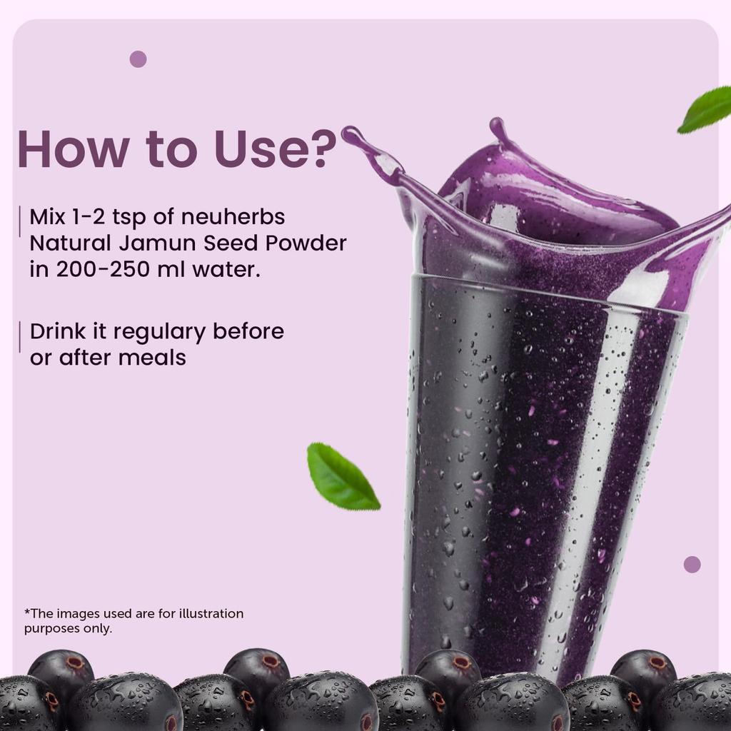 Neuherbs Natural Jamun Seed Powder 200 g Pack of 1 Rich in Vitamin C Iron Magnesium Fiber Digestive