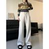 American Style Women's High-Waist Grey Joggers - Slimming, Versatile, Micro Flare Sweatpants for Spring and Autumn