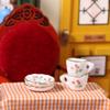 1Set/2Pcs 1:12 Dollhouse Miniature Cherry Ceramic Cup Saucer Kitchen Tableware Model Decor Toy Doll House Accessories