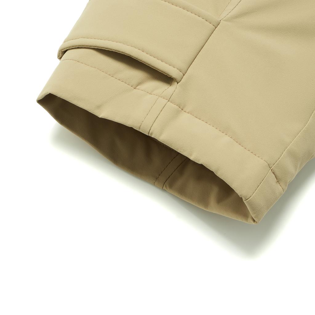 Lining Hot Pot Down Series Solid Color Stand Collar Windproof 600 Fill Casual Loose Short Winter Down Jacket Unisex outerwear Khaki AYMU503-3