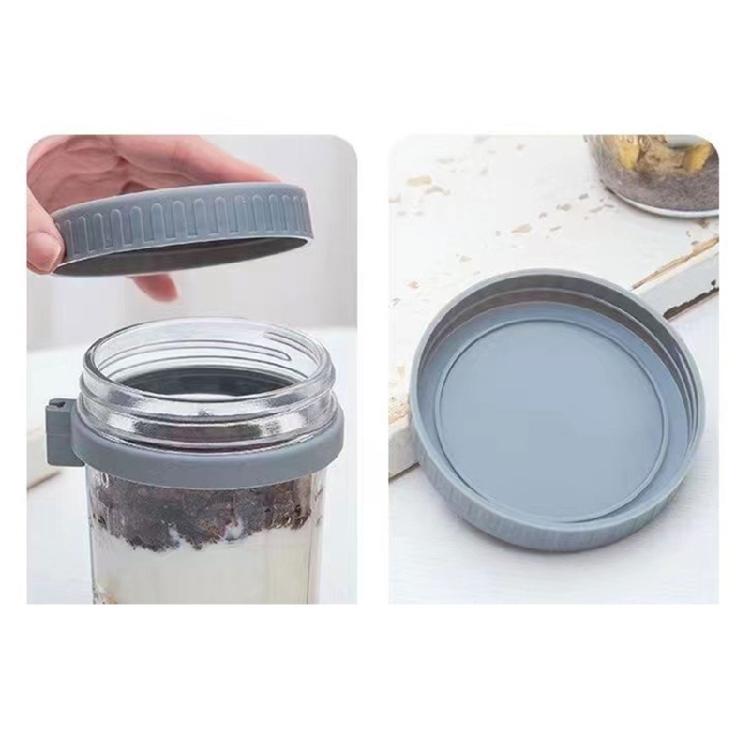 Practical Cereal Container With Spoon And Secure Top Glass Overnight Oats Jar Food Storage Organiser for Breakfast