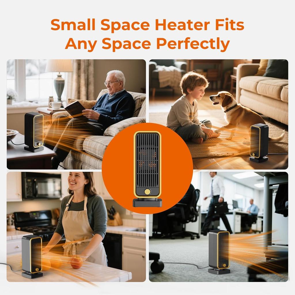 Fast Heating Small Electric Heater Portable Warmer Fan for Bedroom Office Desk Indoor Winter Use