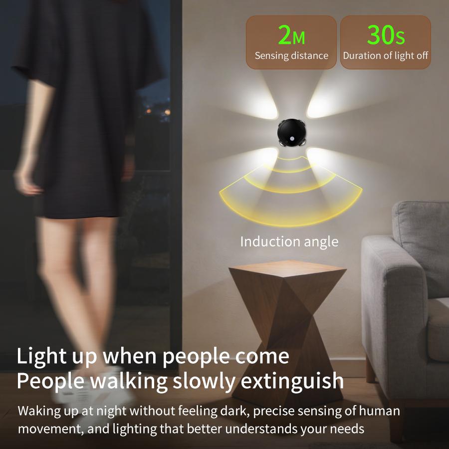 1PC RGB Rechargeable Cat Eye Ambient Light Motion Sensor Night Light Magnetic Wall Lamp for Bedroom Hallway Stairs Decor