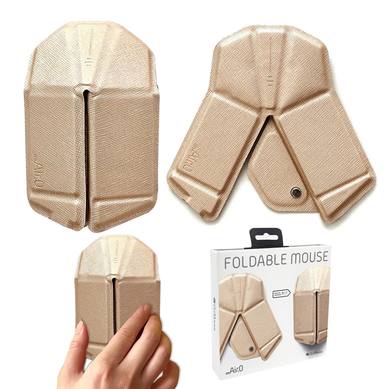 

OriMouse Portable Wireless Mouse 3D Touch Quiet Bluetooth No USB Receiver Champagne Color myAir.0 [Origami-style, Design, Ultra-Thin 5mm,