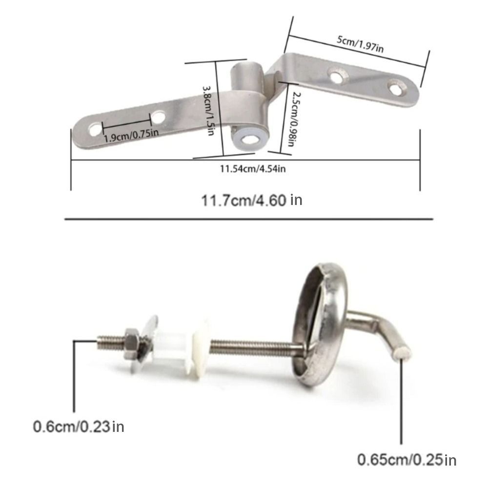 Stainless Steel and Plastic Toilet Lid Mounting Set  Comprehensive Accessories