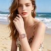 Women's Rhinestone Bracelet Watch Alloy Quartz Wristwatch with Densely Set Crystals, Scratch-resistant Mineral Glass Watch for Office Party Date