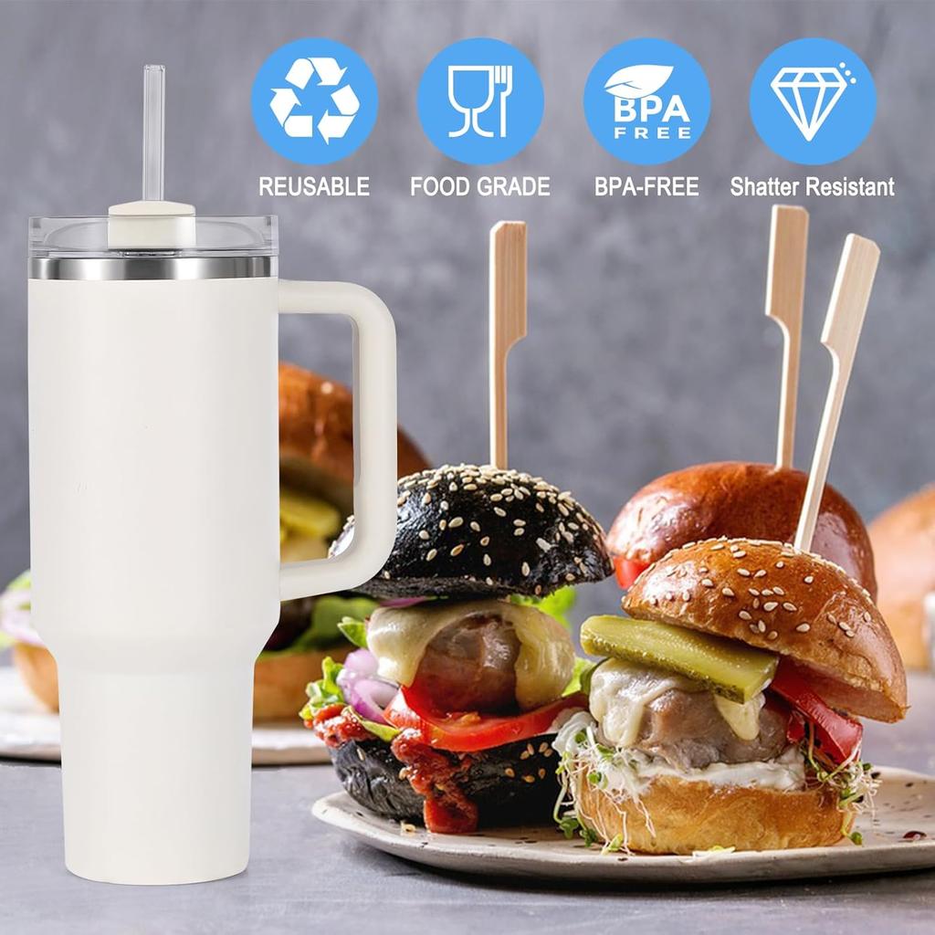 6Pcs Reble Glass Straws for Stanley 40 30 oz - 12" x 8mm Replacement Glass Straw Shatter Resistant for Simple Modern 40 oz Tumbler, Package with 2