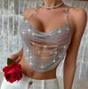 XH233927 Stylový kovový řetízkový halter top - Bez zádový noční klubový módní top