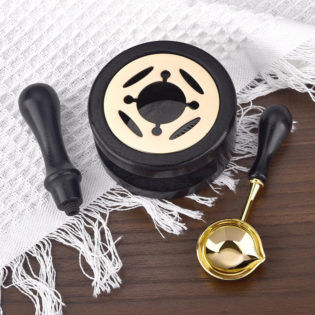 Wax Seal Stamp Set Lacquer Furnace Solid Wood Stove Fire Paint Seal Supplies Wax Spoon Sealing Wax Melting Pot Craft Supplies