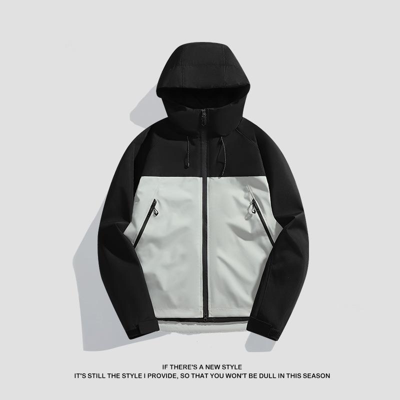 Minimalist Punching Jacket Men and Women Outdoor Windproof Waterproof Hooded Mountaineering Clothing Spring and Autumn Single Punch Jacket Jacket