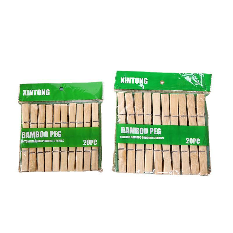 Large 7.5cm Bamboo Clothes Pins, Windproof and Multi-functional, 20-Pack