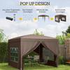 3x3(m) Pop-Up Gazebo, with Curtain Walls and Windows, Coffee