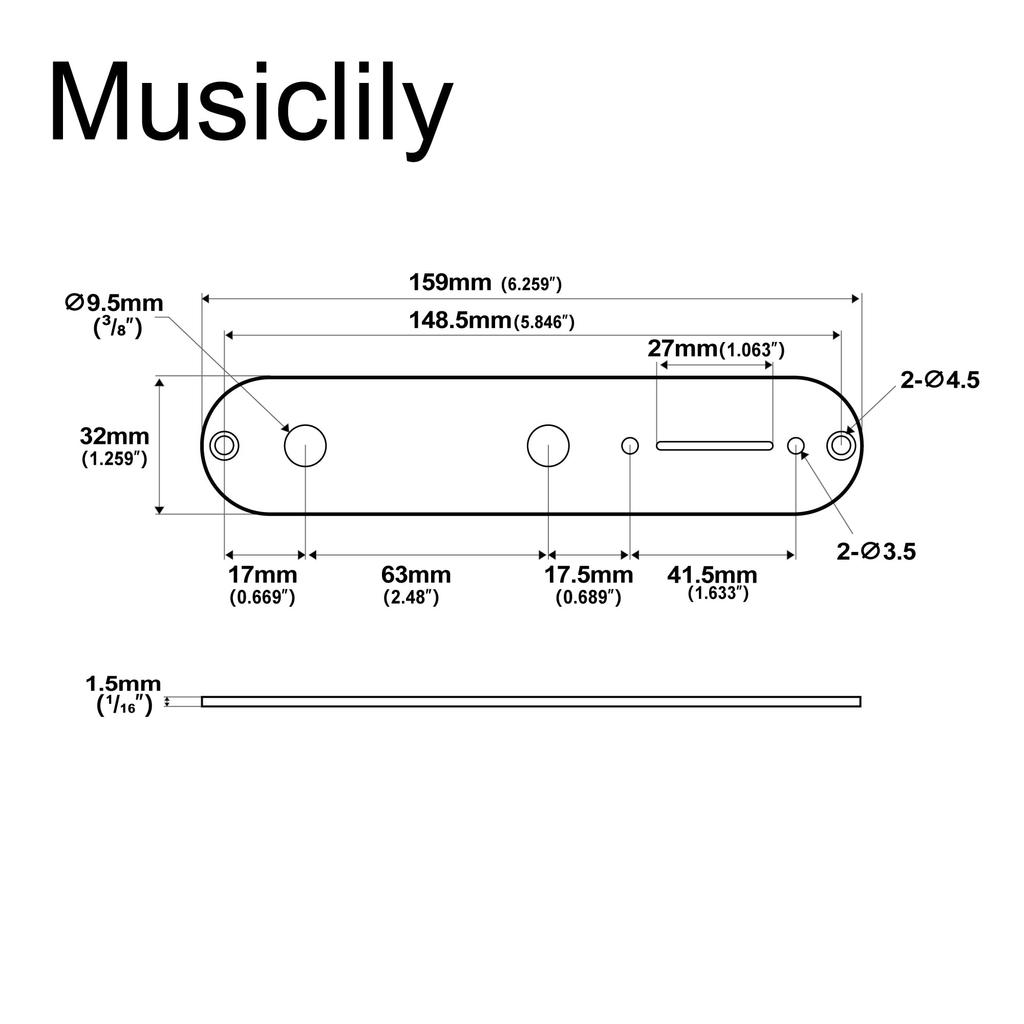 Musiclily Pro 32mm Steel Control Plate for Telecaster Electric Guitar, Gold