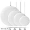 20 Pcs Colorful Round Paper Lanterns With Wire Ribbing, Different Sized (white) - RiRi