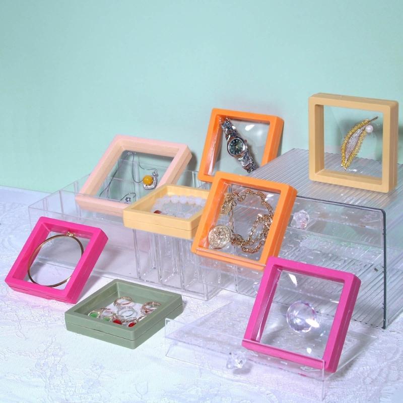 10pcs 3D Floating Display Box Jewelry Organiser Storage Stand Floating Frame for Necklaces, Earrings and Bracelets