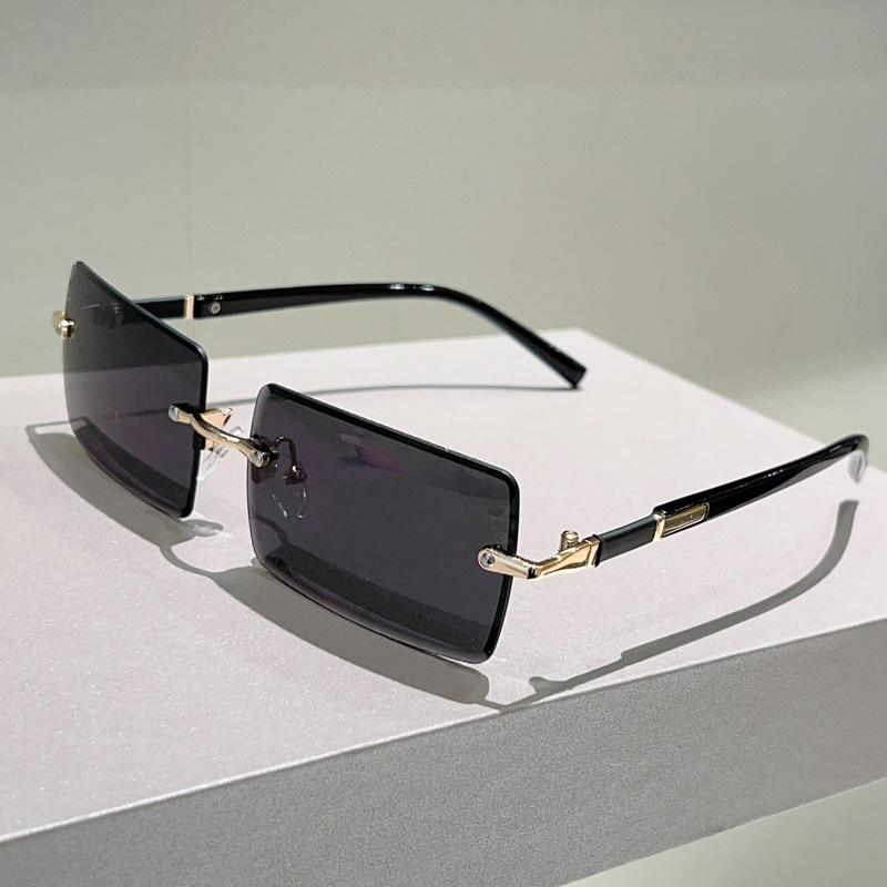 Y2K Rimless Luxury Square Sunglasses Women Men Vintage Punk Colorful Diamond Cutting UV400 Sun Glasses