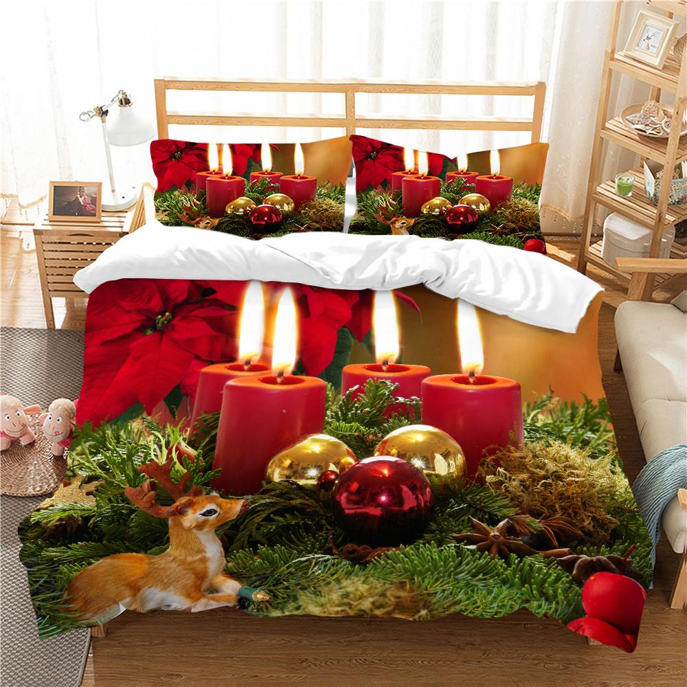 Imprimare 3D de Crăciun Lenjerie de pat de uz casnic Pat de o persoană Pat dublu Față de pernă și husă de pilota 2/3 dormitoare Accesorii de uz casnic