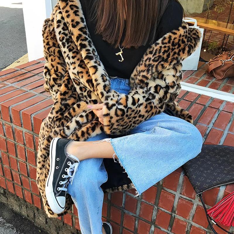 Long Imitation Leather Thick Plush Coat