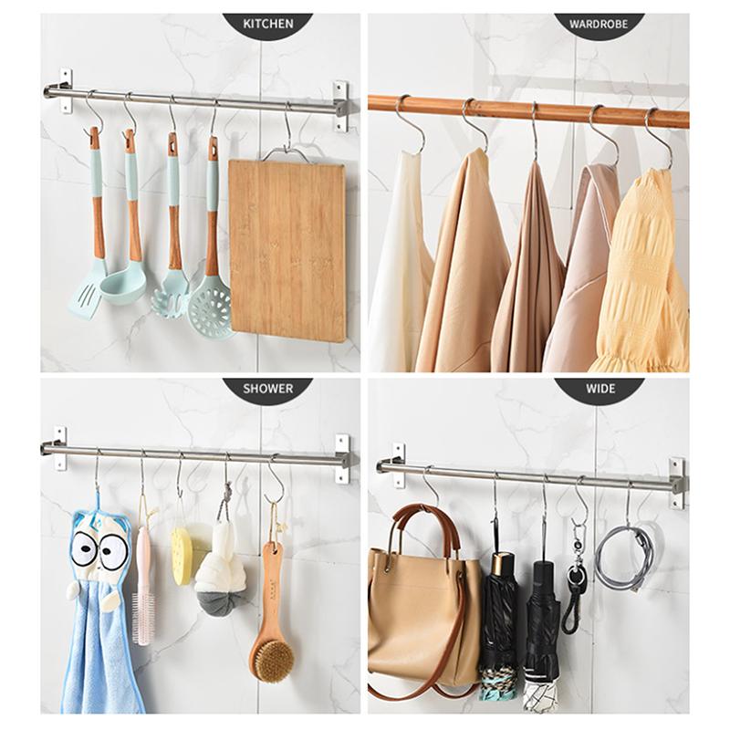 Stainless Steel S-Shape Hooks Multi-Function Hanging Hook For Clothes Bags Towels Home Kitchen Bathroom Storage Rack Holders
