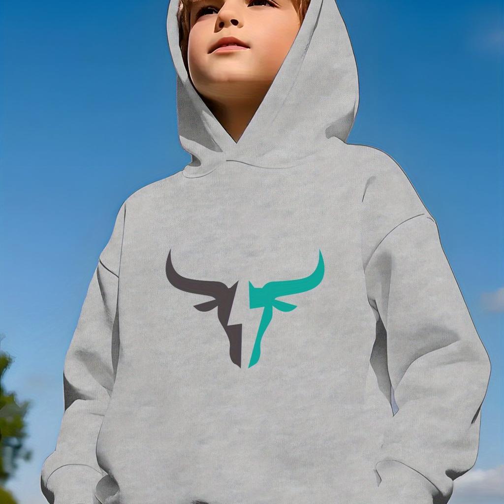 Boys' hooded sweatshirt fashion hoodie, back to school season fashion casual sports printed hoodie, spring and autumn boys' sportswear