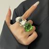 Square Shape Vintage Wedding Ring Rhinestone Crystal Large Crystal Ring  Party Accessories