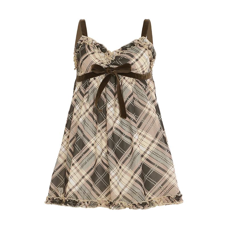 Spring and Autumn New Girl Style Sub Suede Bow Lace-Up Vest Cute Versatile Chest Lace Sling