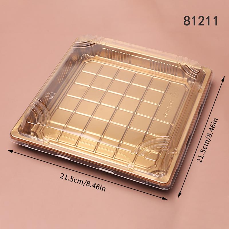 10 Pcs Disposable Sushi Box Home Takeaway Beef Lamb Sliced Salmon Covered Packaging Box Square Sushi Plate Meal Box Containers