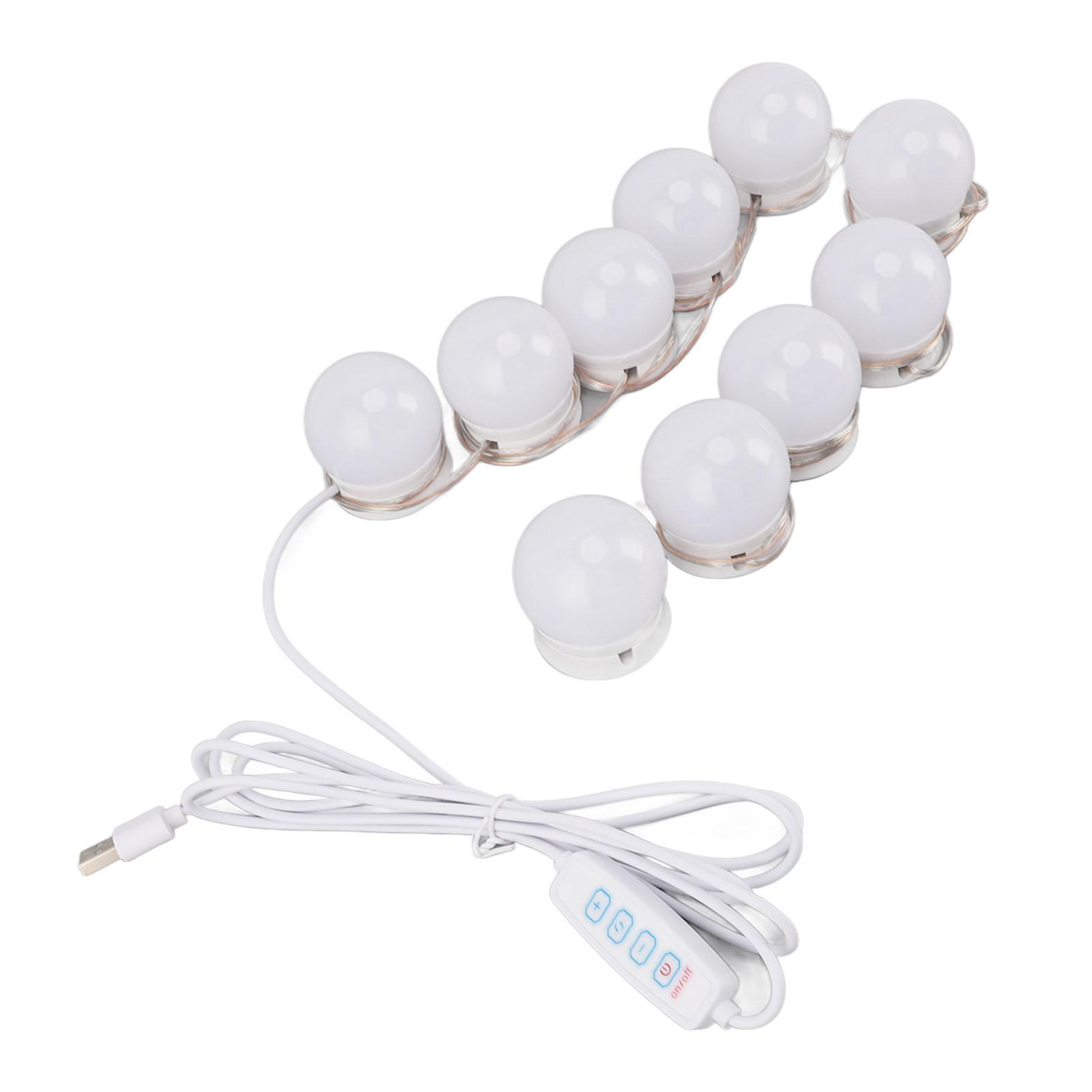 

LED Vanity Lights with 10 Dimmable Bulbs USB Adjustable Color and Brightness Mirror Lights for Makeup Dressing Room