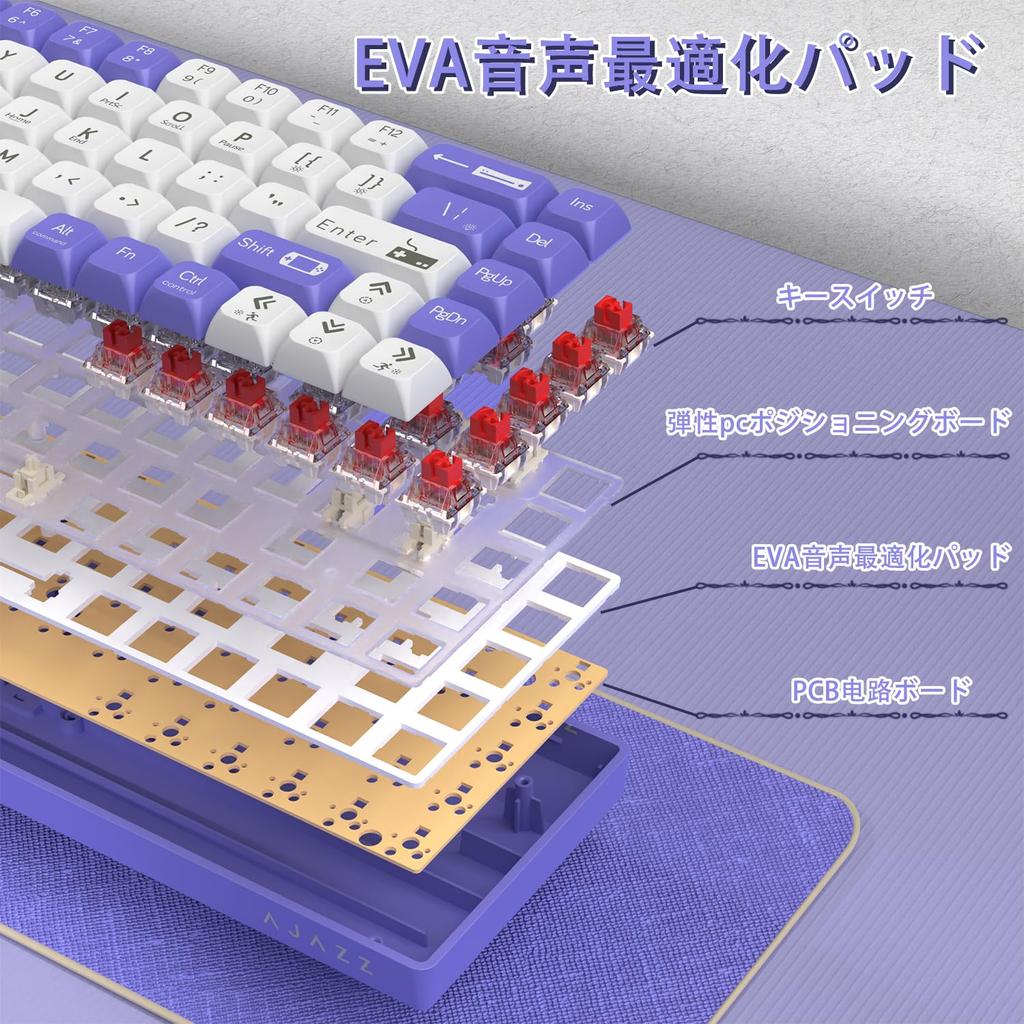 MAMBASNAKE X AJAZZ AK680 Wired Gaming Red Compact 68 RGB EVA Sandwich Compatible with and Android Purple Keyboard, Switches, Lightweight,