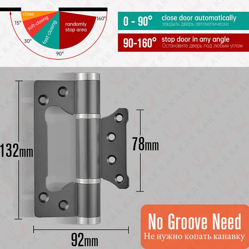 

KAK 2 Pack Hydraulic Door Hinge Automatic Door Closer 90° Positioning Adjustable Door Stopper Soft Closing 50KG Door Hardware