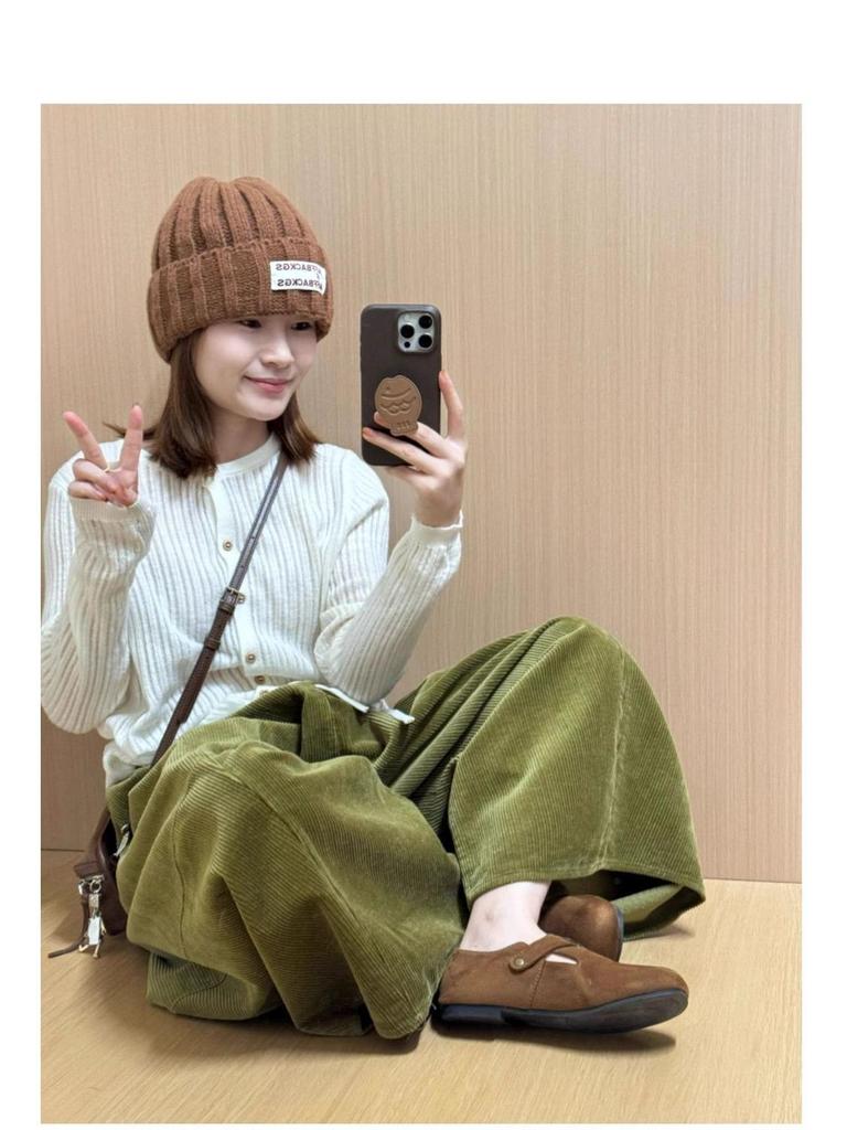2025 Fall/Winter Women's Versatile Fleece-Lined Corduroy Wide-Leg Pants