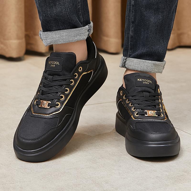 TUINANLE Skateboard Shoes Men Flat Leather Men's Casual Sneakers Comfortable Low-top Sneakers Both Unisex White Black