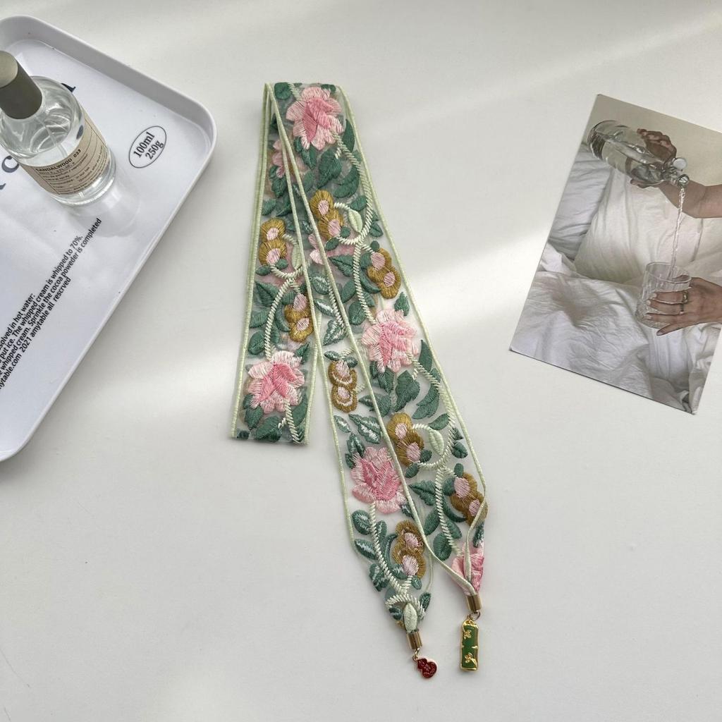 Lace Long Scarves Summer Ribbons Tied Bags Ribbons Women's Printed Scarves Sunscreen Scarves